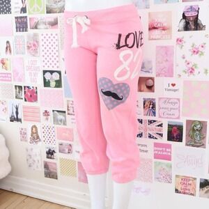 sws pink love mustache cropped sweatpants size medium